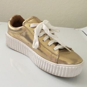Express Gold Lace up Sneakers